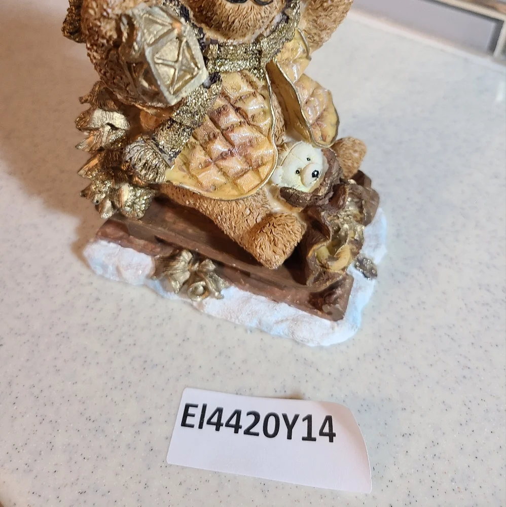 Bear and his dog on sled figurine super cute